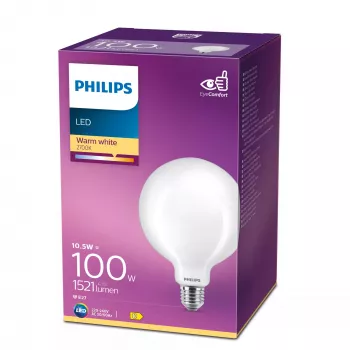 Philips Filament žiarovka matná 100W G120 E27, 10.5 W, 100 W, E27, 1521 lm, 15000 h, teplá biela