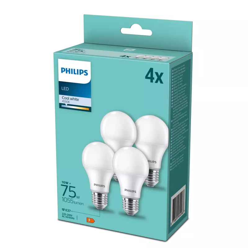Philips LED žiarovka E27 balenie 4 ks, ekvivalent 75 W, 4000 K