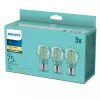Philips LED vláknová žiarovka E27 balenie 3 ks, 8,5 W (ekvivalent 75 W), 2700 K
