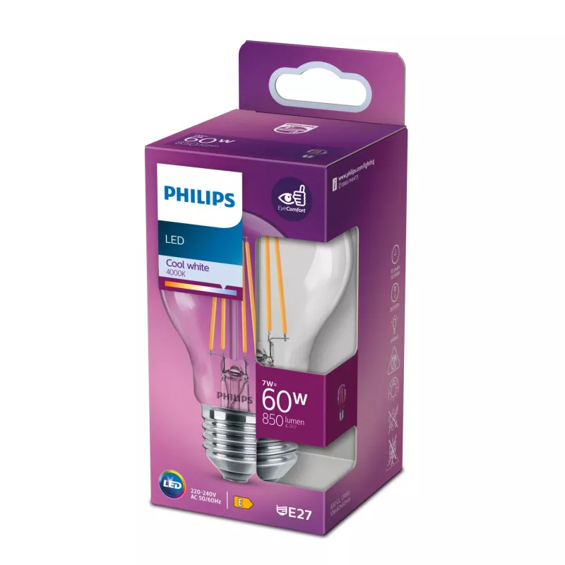 Philips LED žiarovka neutrálna biela 4000 K 7 W E27 E