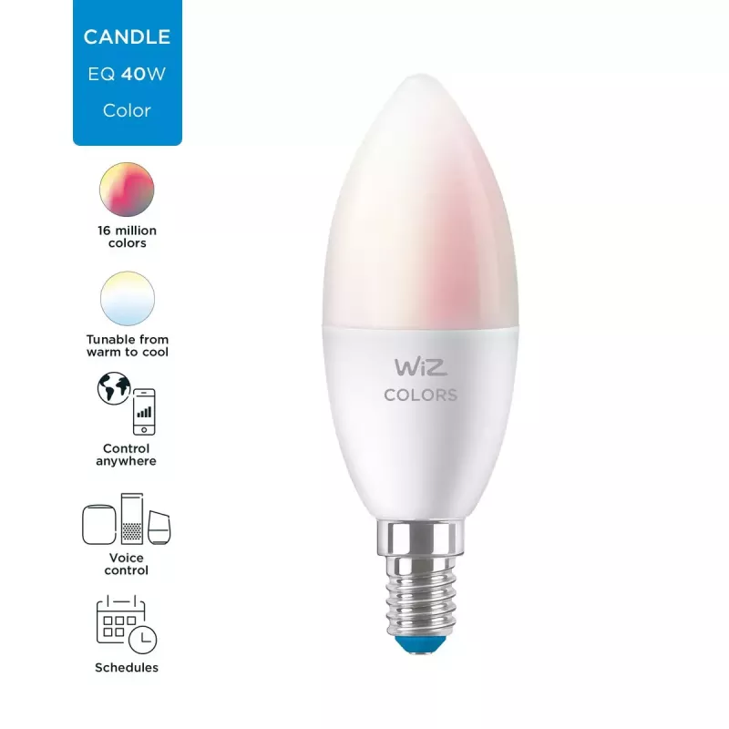 Inteligentná žiarovka WiZ Candle 40 W C37 E14 Wi-Fi biela energetická trieda F