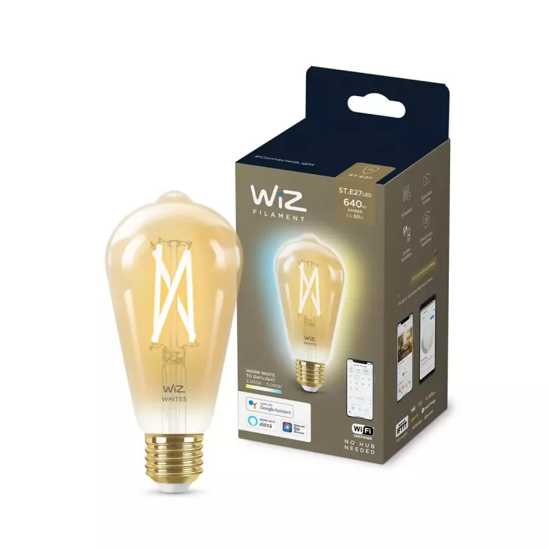Smart žiarovka WiZ Filament Bulb jantárová 6.7W ST64 E27 Wi-Fi zlatá