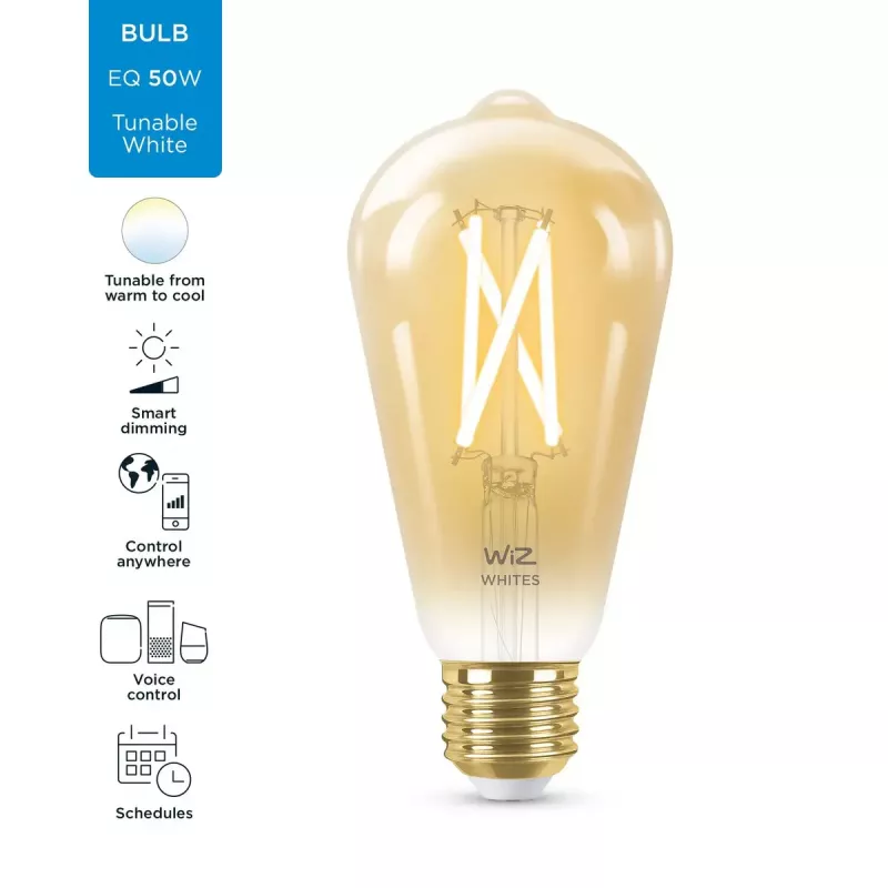 Smart žiarovka WiZ Filament Bulb jantárová 6.7W ST64 E27 Wi-Fi zlatá