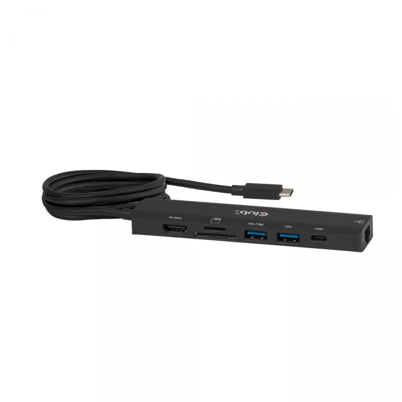 USB-C na HDMI hub CLUB3D 7-1 — káblový, Gigabit Ethernet, čierny, 136×34×94,5 mm