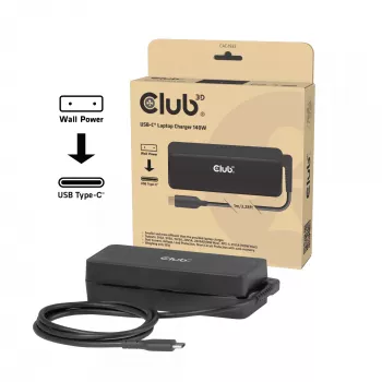 USB-C nabíjačka na notebook CLUB 3D 140W, sieťové napájanie, univerzálna kompatibilita, 1 m kábel, čierna