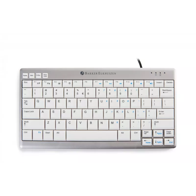 BakkerElkhuizen UltraBoard 950 BE Azerty, Mini, káblová, USB, nožnicové spínače, AZERTY, svetlosivá, biela