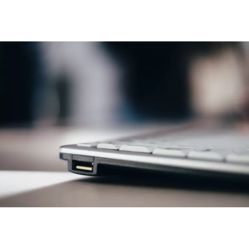 BakkerElkhuizen UltraBoard 950 BE Azerty, Mini, káblová, USB, nožnicové spínače, AZERTY, svetlosivá, biela