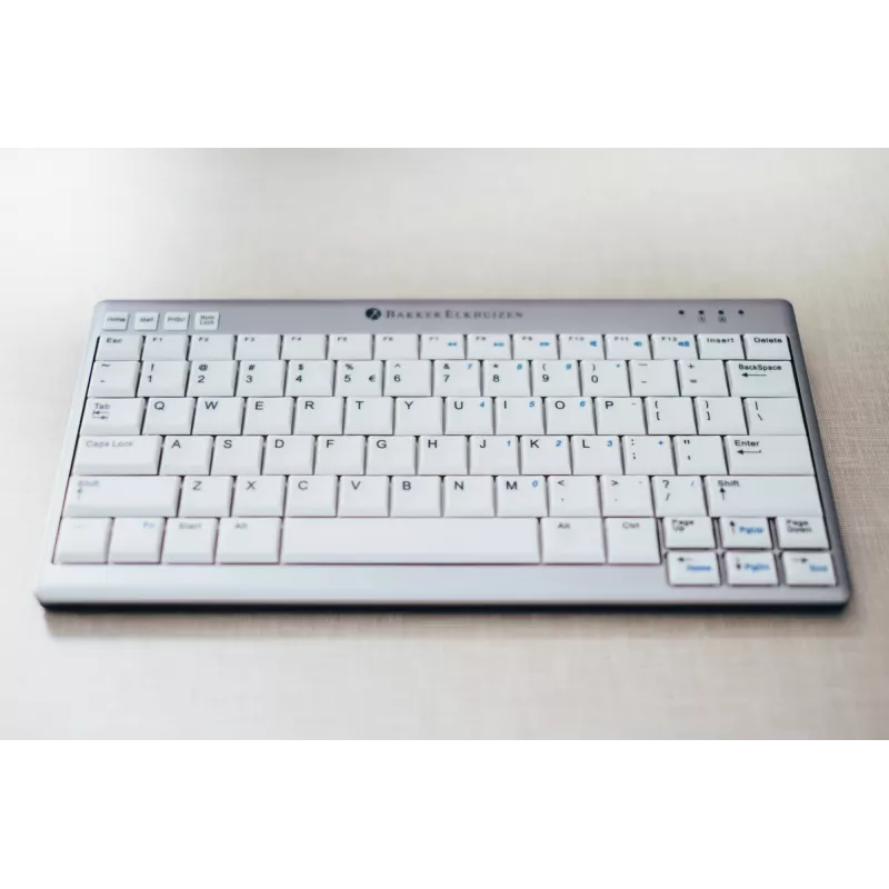 BakkerElkhuizen UltraBoard 950 BE Azerty, Mini, káblová, USB, nožnicové spínače, AZERTY, svetlosivá, biela