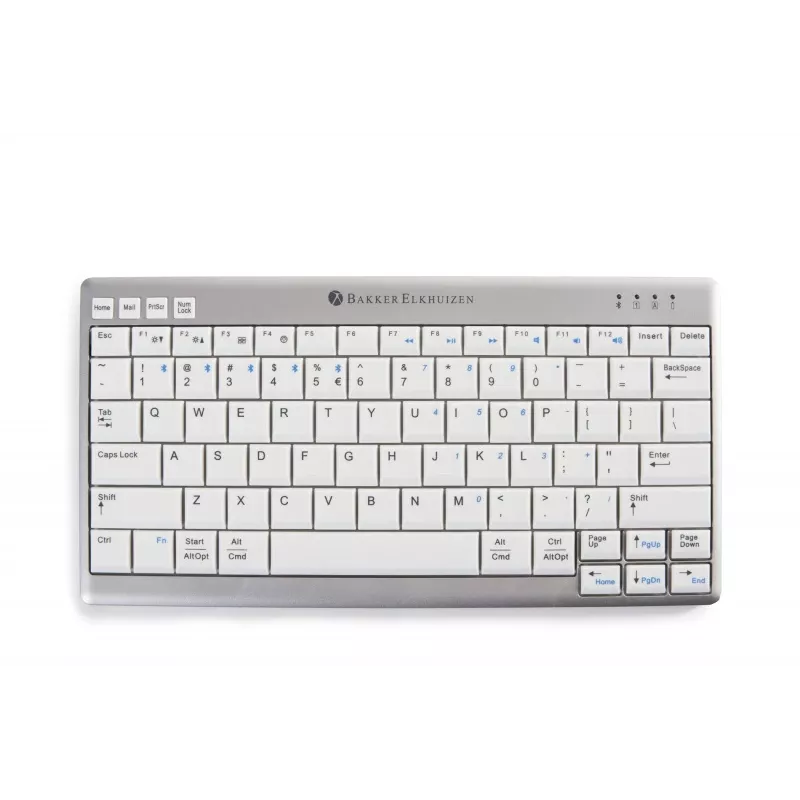 BakkerElkhuizen UltraBoard 950 Wireless US Qwerty, Mini, bezdrôtová, Bluetooth, nožnicové spínače, QWERTY, svetlosivá, biela