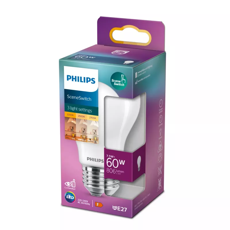 Philips Bulb 60;30; 16 W A60 E27 7.5 W teplá biela 806 lm