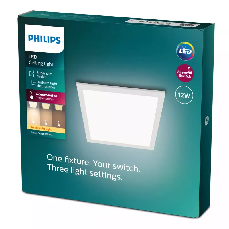 Stropné svietidlo Philips Functional Panel 12 W LED štvorcové 300×300×42 mm, biela