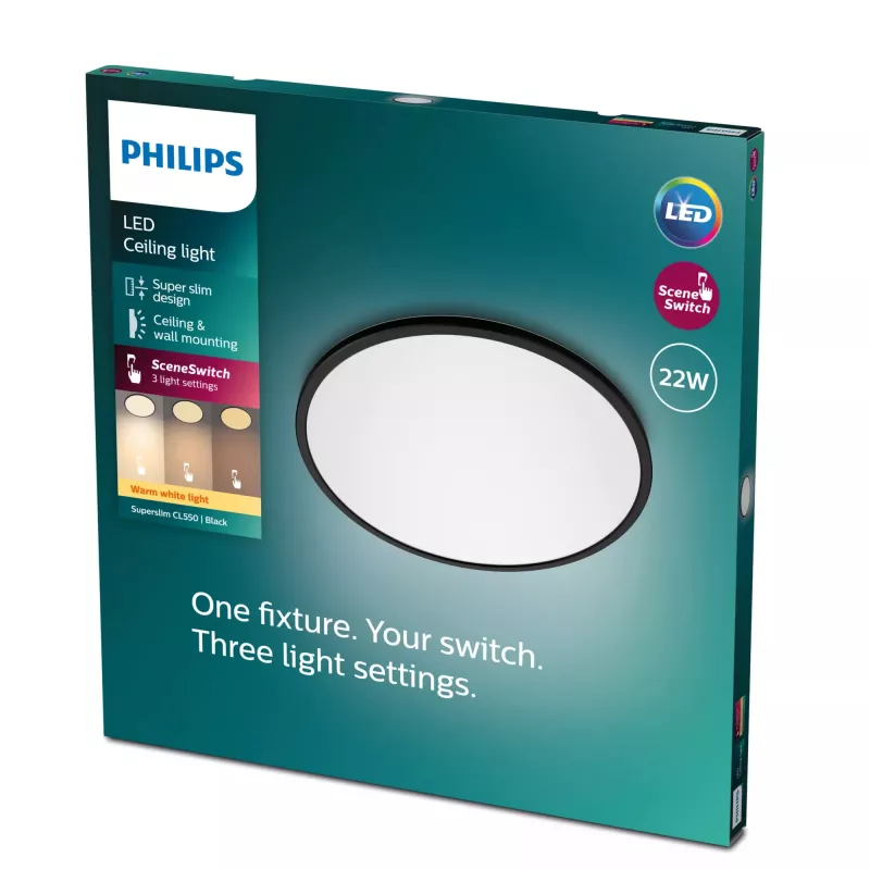 Stropné svietidlo Philips Functional Super slim 22 W čierna LED okrúhle
