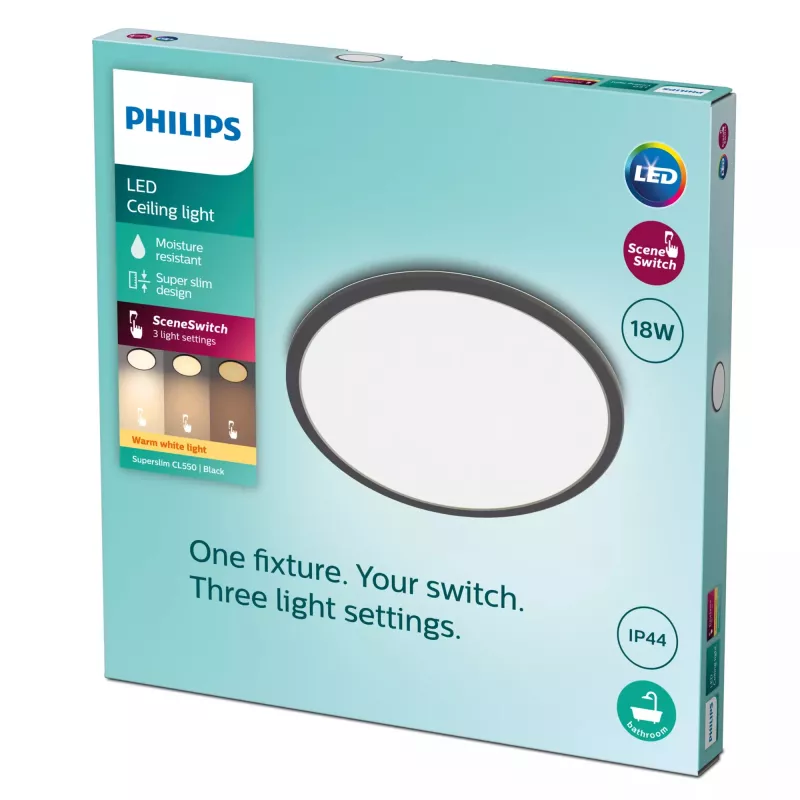 Philips Functional stropné svietidlo 18W 2700K 1500 lm stmievateľné LED na povrch čierna