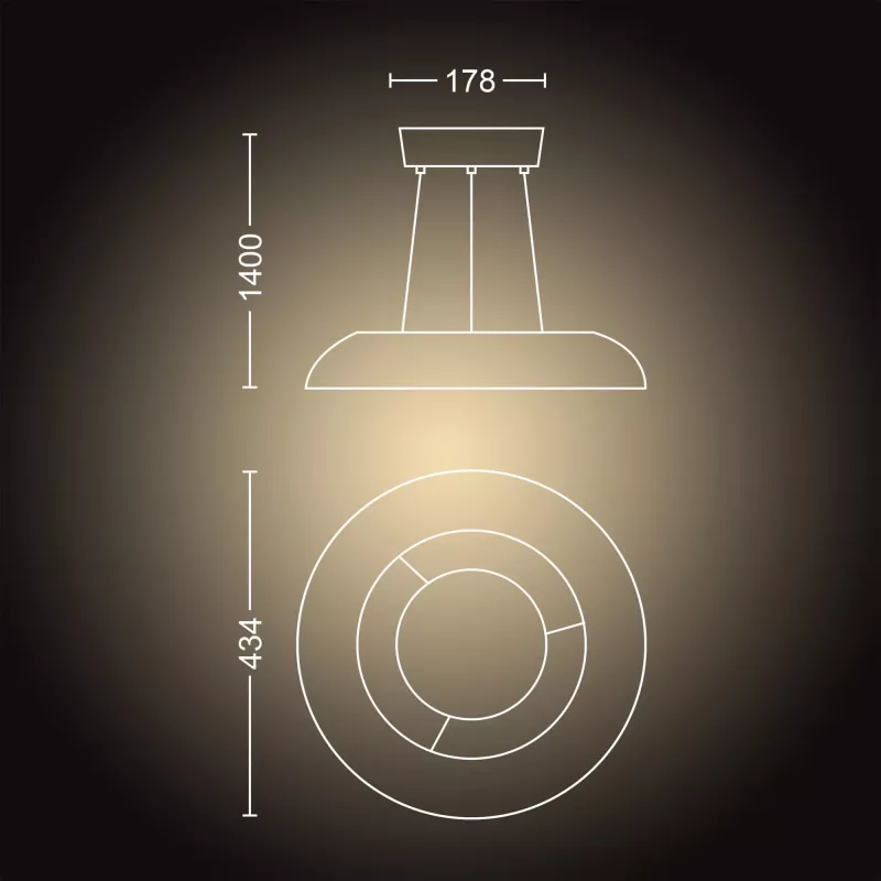 Inteligentné závesné svietidlo Philips Hue White Ambience Amaze – Bluetooth, 24 V, 434 × 77 mm, biela