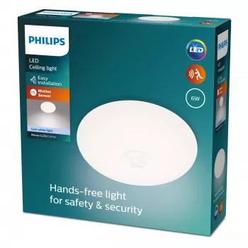 Stropné svietidlo Philips Functional Mauve 6 W LED, okrúhle 250×72 mm, biela, pevne integrovaná žiarovka
