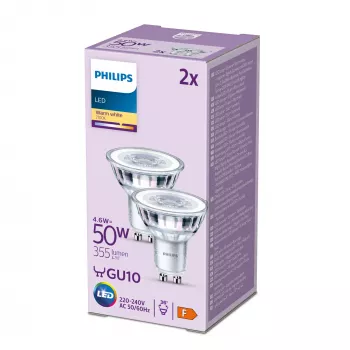 Philips reflektor 50W PAR16 GU10 x2, 4,6 W, 50 W, GU10, 355 lm, 15000 h, teplá biela