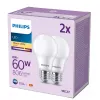 Philips žiarovka 60W A60 E27 x2, 8 W, 60 W, E27, 806 lm, 15000 h, teplá biela