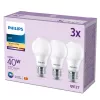 Philips žiarovka 40W A60 E27 x3, 4,9 W, 40 W, E27, 470 lm, 15000 h, teplá biela