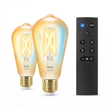 WiZ Filament Bulb Amber 50 W ST64 E27 x2, inteligentné osvetlenie, Wi-Fi/Bluetooth, zlatá, Wi-Fi 4 (802.11n), 802.11b, 802.11g, LED, E27