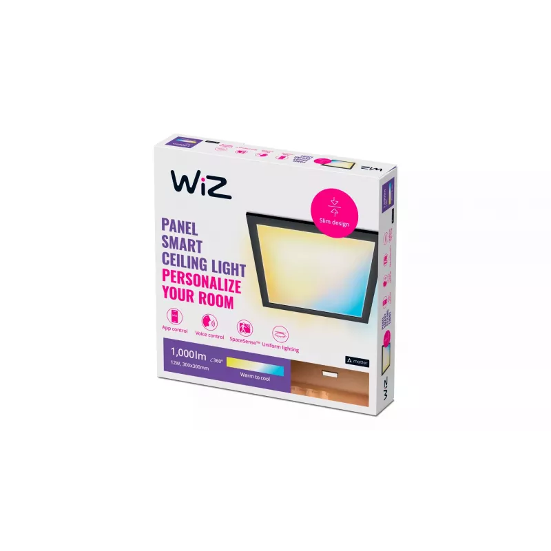 Stropný/nadstavbový LED panel Signify WiZ A Bluetooth 12 W 300×300×42 mm čierny 220–240 V