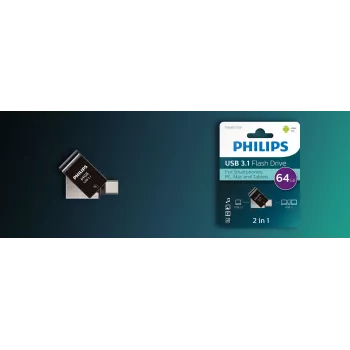 Philips FM64DC152B/00 USB kľúč 64 GB USB Type-C 3.2 Gen 1 (3.1 Gen 1) čierny