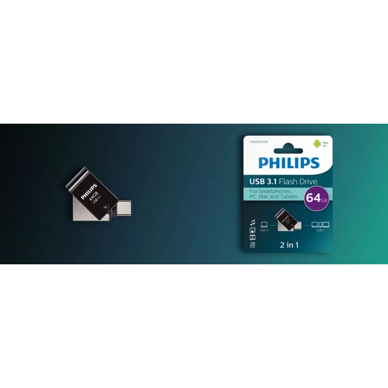 Philips FM64DC152B/00 USB kľúč 64 GB USB Type-C 3.2 Gen 1 (3.1 Gen 1) čierny
