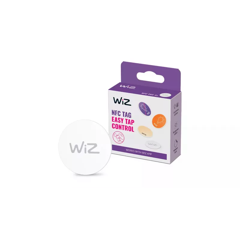 WiZ NFC Tag 4 kusy, bezdrôtové, NFC, biela, IP20, plast, nevyžaduje sa