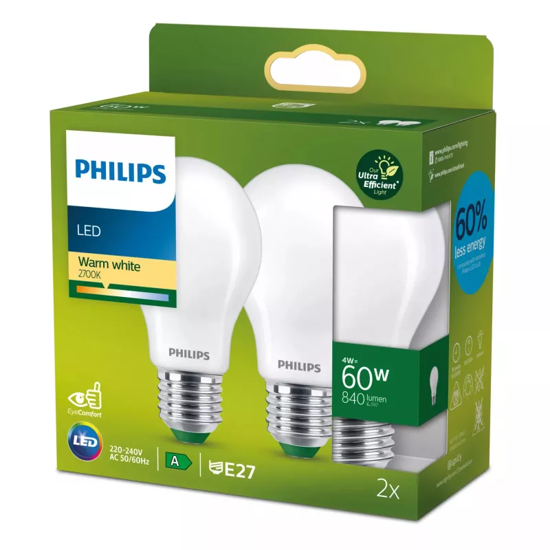 Philips Filament Bulb Frosted 60W A60 E27 4W teplá biela 840lm