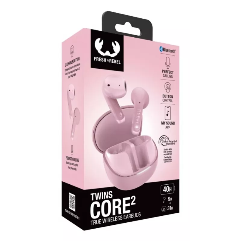 Hama Twins Core 2 headset True Wireless Stereo (TWS) slúchadlá do uší hovory/hudba USB Type-C Bluetooth ružová