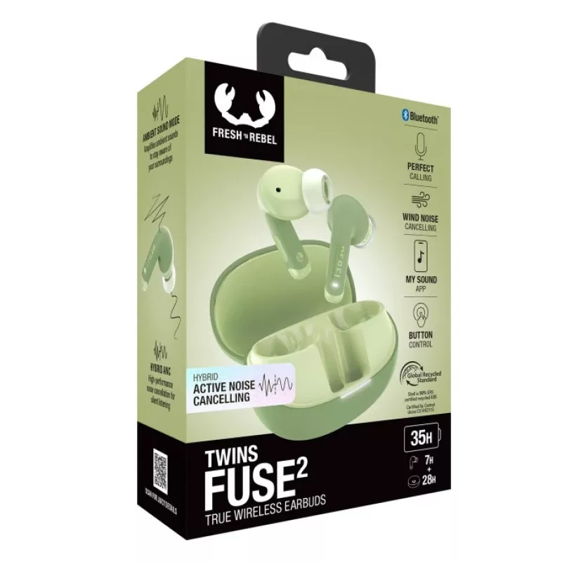 Hama Twins Fuse 2 headset True Wireless Stereo (TWS) slúchadlá do uší hovory/hudba USB Type-C Bluetooth zelená