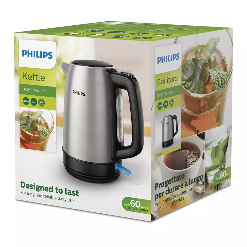 Philips Daily Collection HD9350/94 rýchlovarná kanvica 1,7 l 2020 W čierna, nerezová oceľ