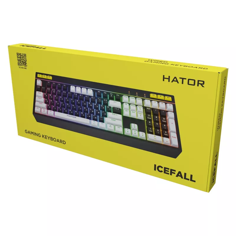 HATOR Icefall klávesnica herná USB QWERTY US English čierna RGB LED