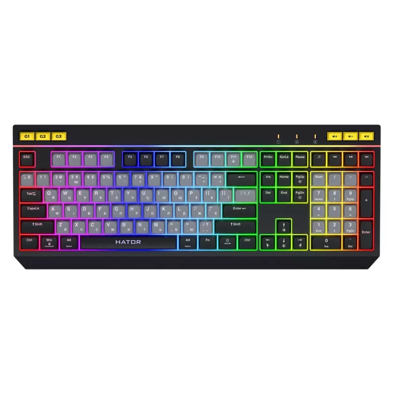 HATOR Icefall klávesnica herná USB QWERTY US English čierna RGB LED