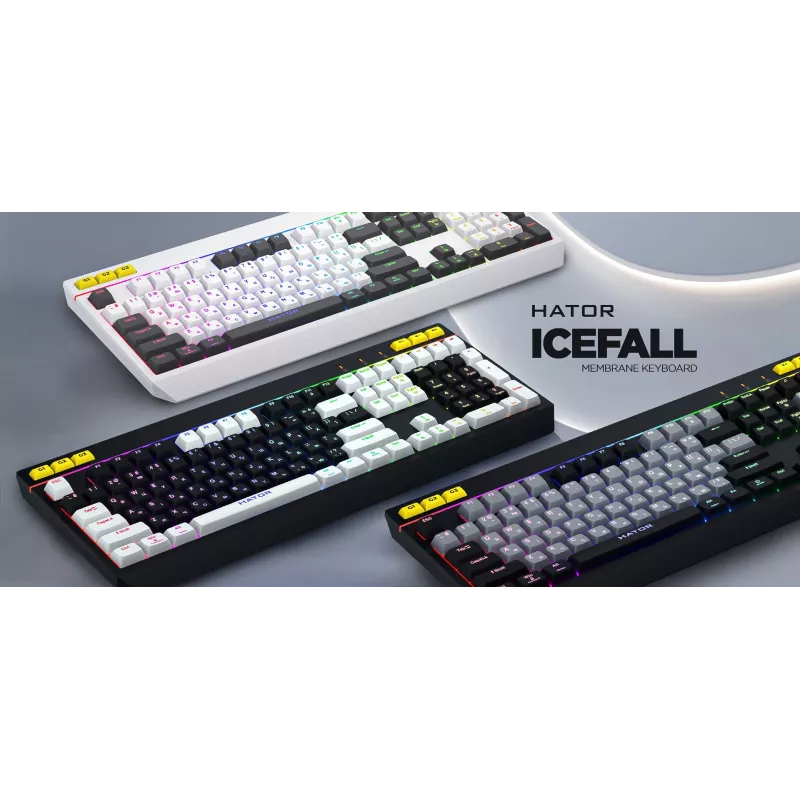 HATOR Icefall klávesnica herná USB QWERTY US English čierna RGB LED