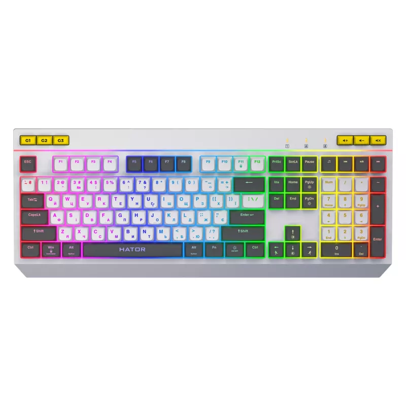 HATOR Icefall klávesnica herná USB QWERTY US English biela Full-Size RGB LED