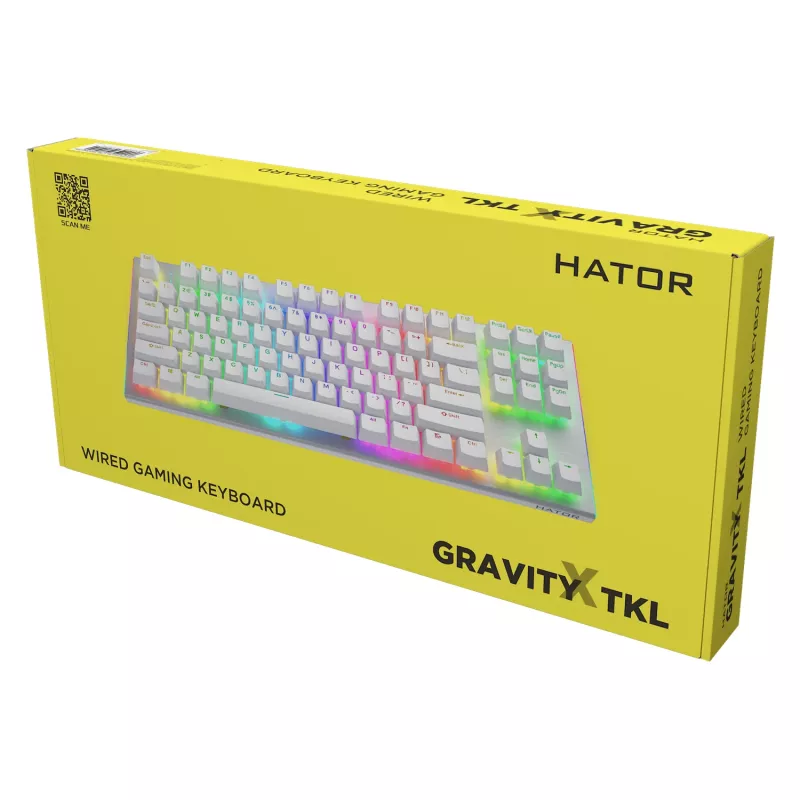 HATOR Gravity X TKL klávesnica herná USB QWERTY US English biela