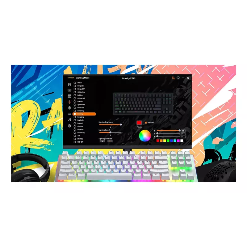 HATOR Gravity X TKL klávesnica herná USB QWERTY US English biela