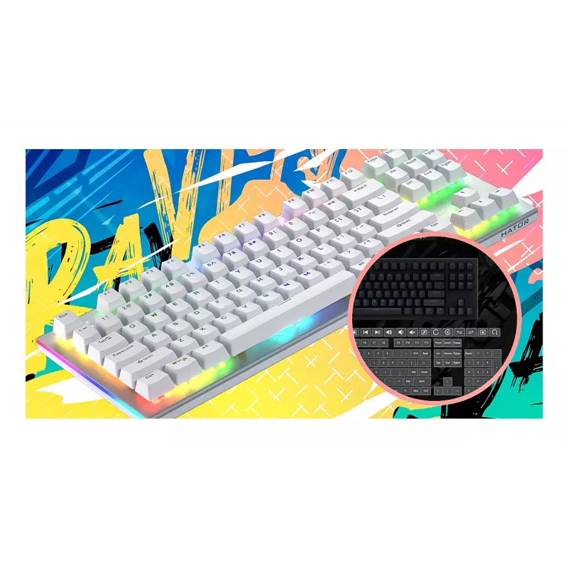 HATOR Gravity X TKL klávesnica herná USB QWERTY US English biela