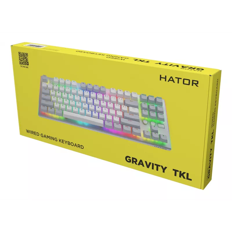 HATOR Gravity TKL klávesnica herná USB QWERTY US English biela
