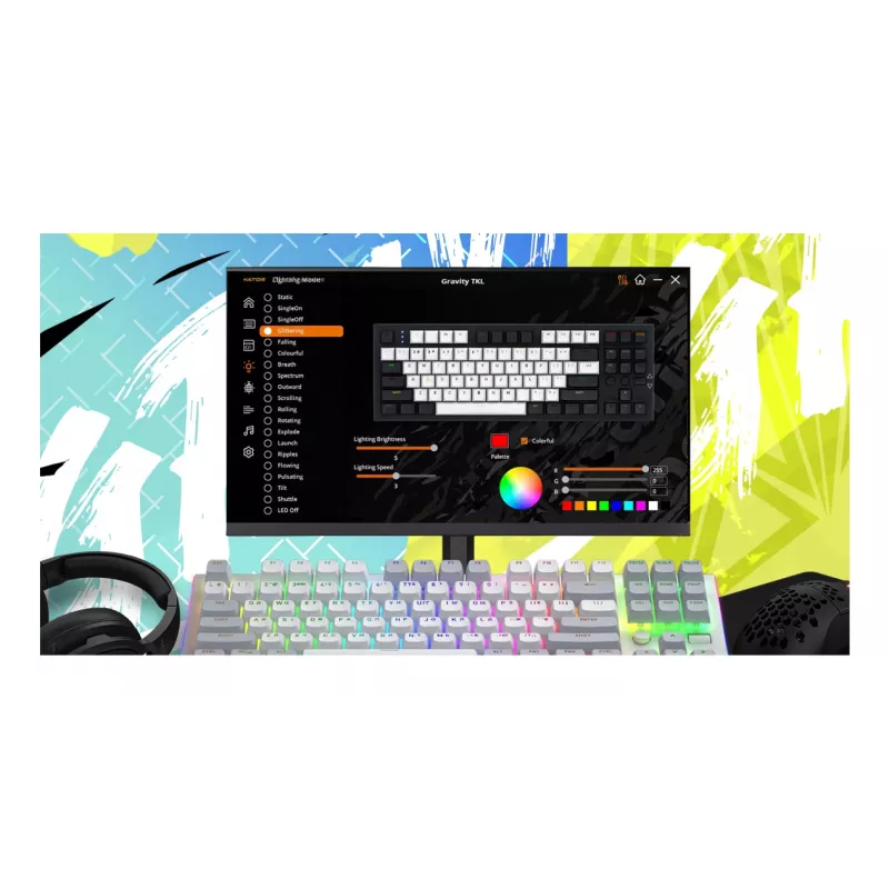 HATOR Gravity TKL klávesnica herná USB QWERTY US English biela
