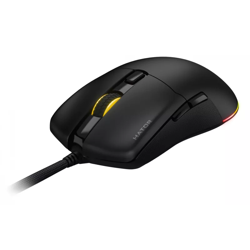 HATOR Pulsar 3, čierna – optické žlté 100M spínače PixArt PMW 3311 (HTM610)