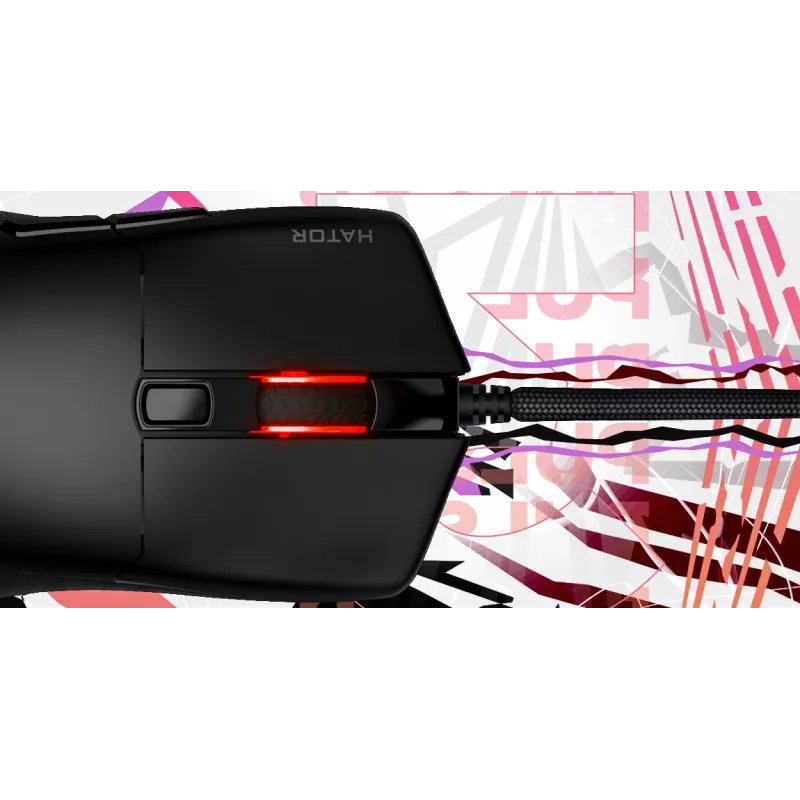 HATOR Pulsar 3, čierna – optické žlté 100M spínače PixArt PMW 3311 (HTM610)