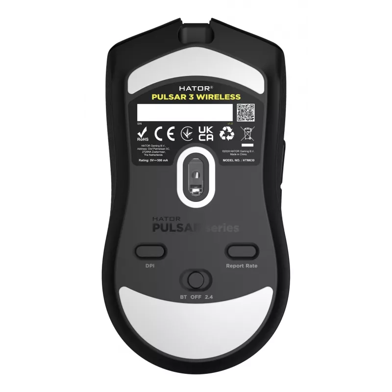 HATOR Pulsar 3 Wireless, čierna - optické žlté 100M spínače PixArt PMW 3311 (HTM630)