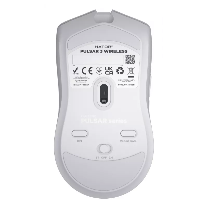 HATOR Pulsar 3 Wireless, biela - optické žlté 100M spínače PixArt PMW 3311 (HTM631)