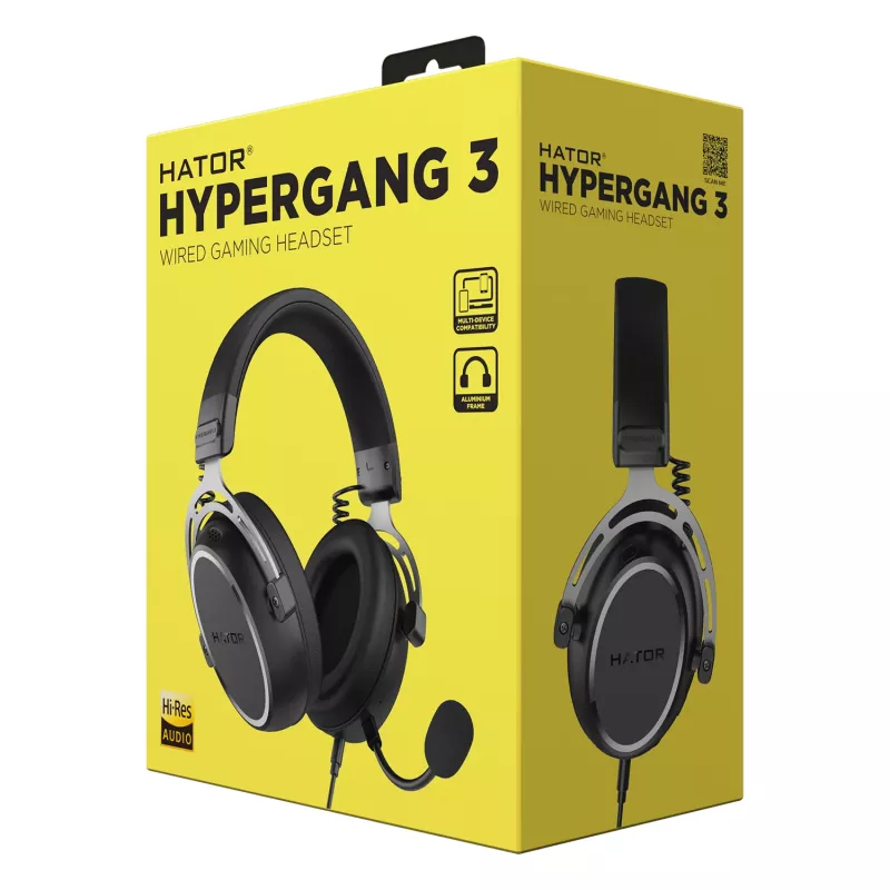 HATOR HYPERGANG 3 Hi-Res headset káblový s hlavovým mostom herný USB Type-C / USB Type-A čierny