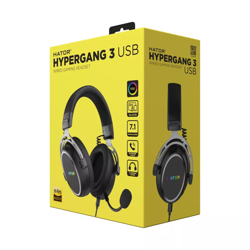 HATOR Hypergang 3 USB headset káblový a bezdrôtový s hlavovým mostom herný USB Type-C / USB Type-A Bluetooth čierny