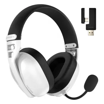 HATOR Hyperpunk 3 bezdrôtový headset káblový a bezdrôtový s hlavovým mostom herný USB Type-C / USB Type-A Bluetooth biely