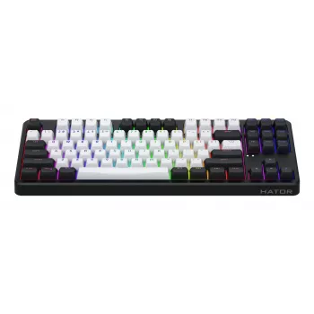 HATOR Rockfall 3 TKL Wireless, čierna, QMK/VIA, OMA profil bielo-čierne keycapy klávesnica - lineárne mechanické hotswap spínače - US - ANSI rozloženie (HTK850)