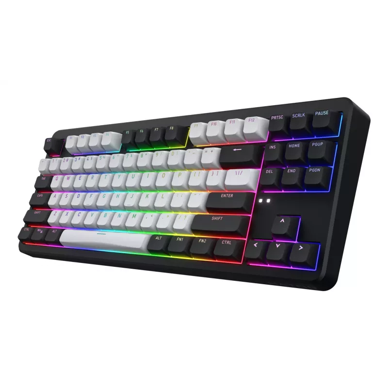 HATOR Rockfall 3 TKL Wireless, čierna, QMK/VIA, OMA profil bielo-čierne keycapy klávesnica - lineárne mechanické hotswap spínače - US - ANSI rozloženie (HTK850)
