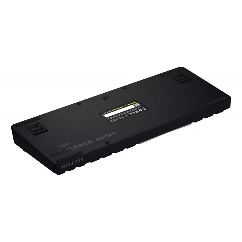 HATOR Rockfall 3 TKL Wireless, čierna, QMK/VIA, OMA profil bielo-čierne keycapy klávesnica - lineárne mechanické hotswap spínače - US - ANSI rozloženie (HTK850)